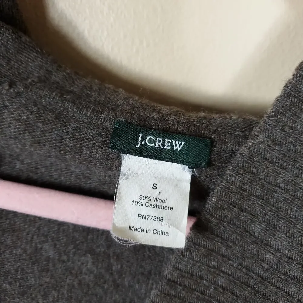 J Crew Wool Cashmere Sweater with Hood in Taupe Size S